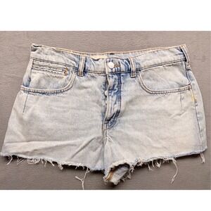 Pilcro and the Letterpress Light Wash Denim Shorts Button Fly Raw Hem Size 29